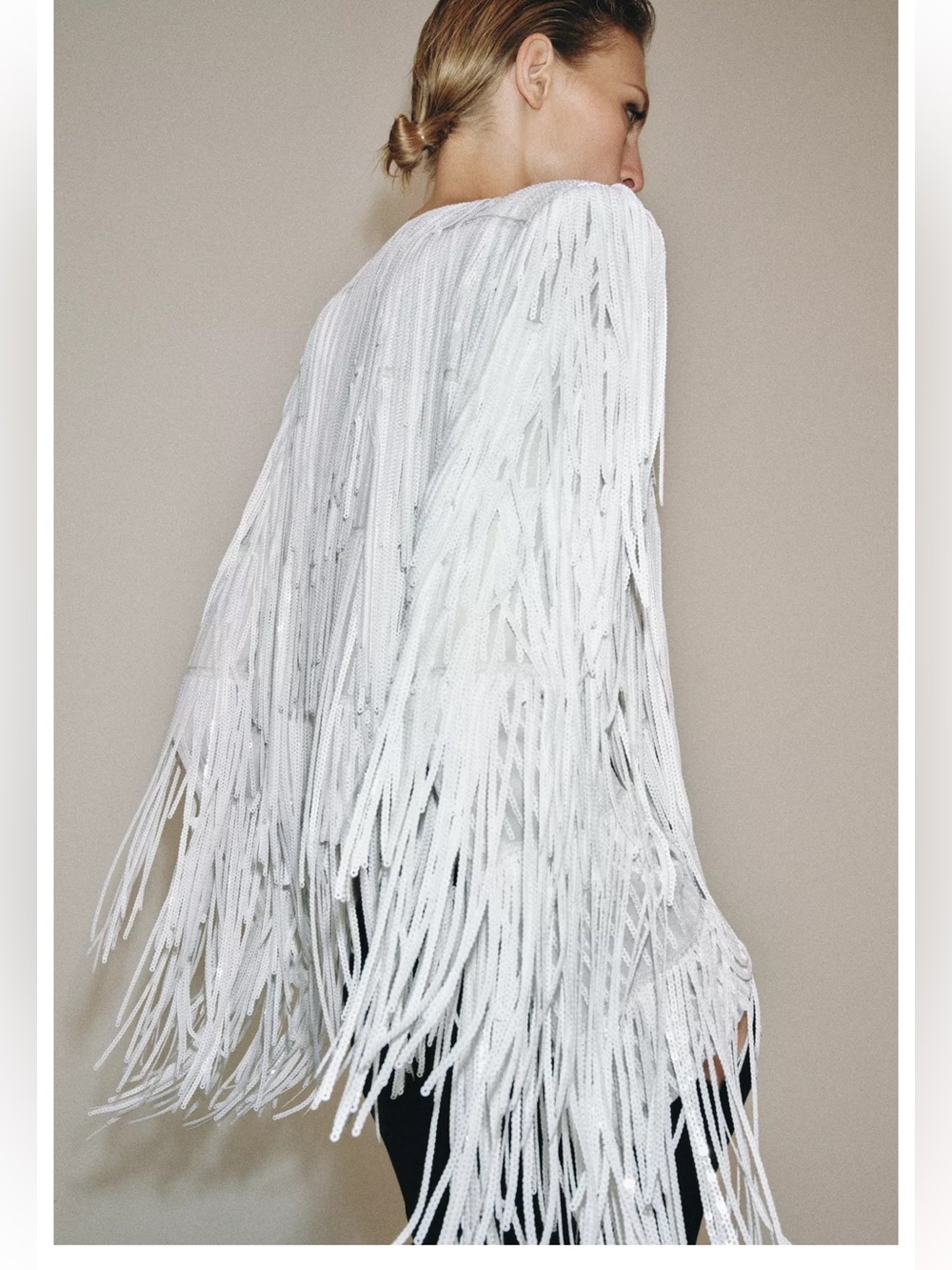 ZARA WHITE FRINGED SEQUIN JACKET - Picture 13 of 16